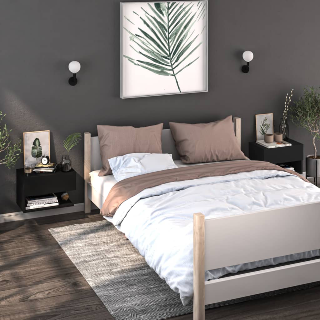 vidaXL Chevet mural noir
