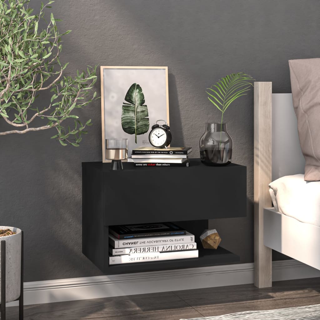vidaXL Chevet mural noir