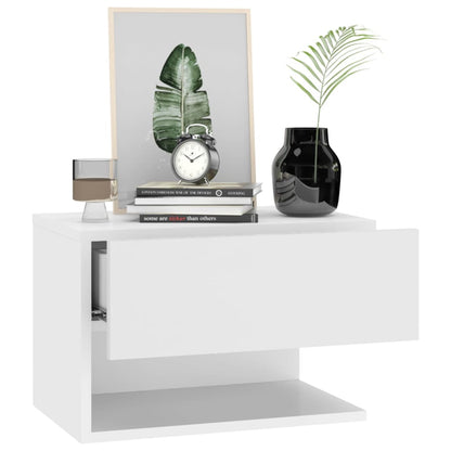 vidaXL Table de chevet murale blanc brillant