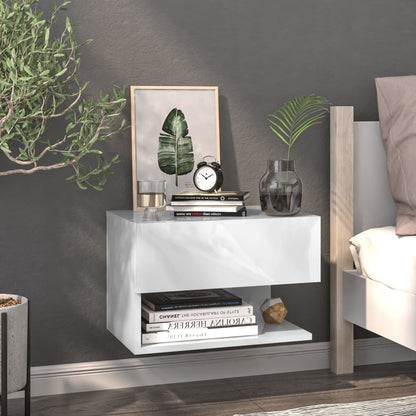 vidaXL Tables de chevet murales 2 pcs Blanc brillant