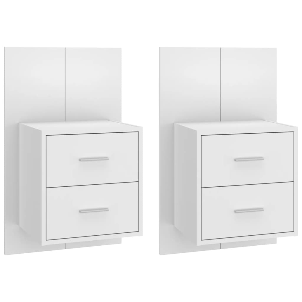 vidaXL Tables de chevet murales 2 pcs Blanc brillant