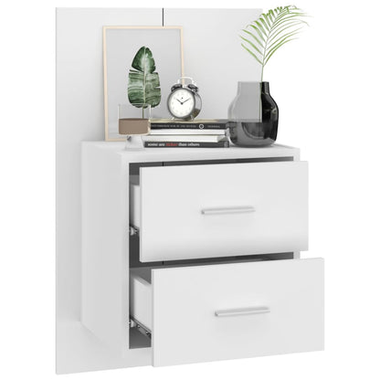 vidaXL Tables de chevet murales 2 pcs Blanc brillant