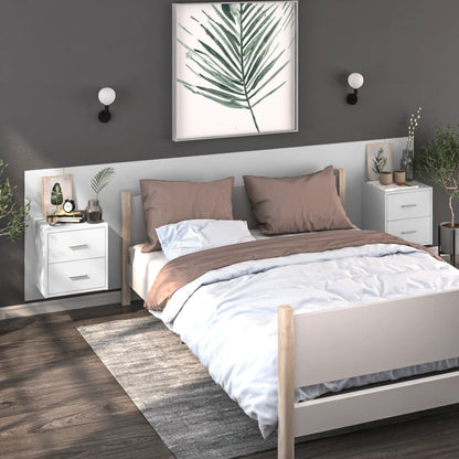 vidaXL Tables de chevet murales 2 pcs Blanc brillant