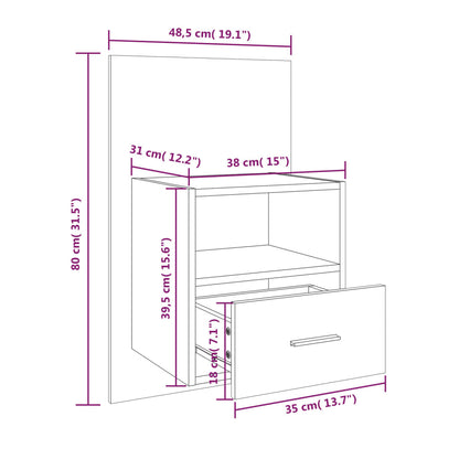 vidaXL Tables de chevet murales 2 pcs Chêne sonoma