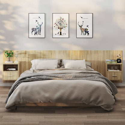 vidaXL Tables de chevet murales 2 pcs Chêne sonoma