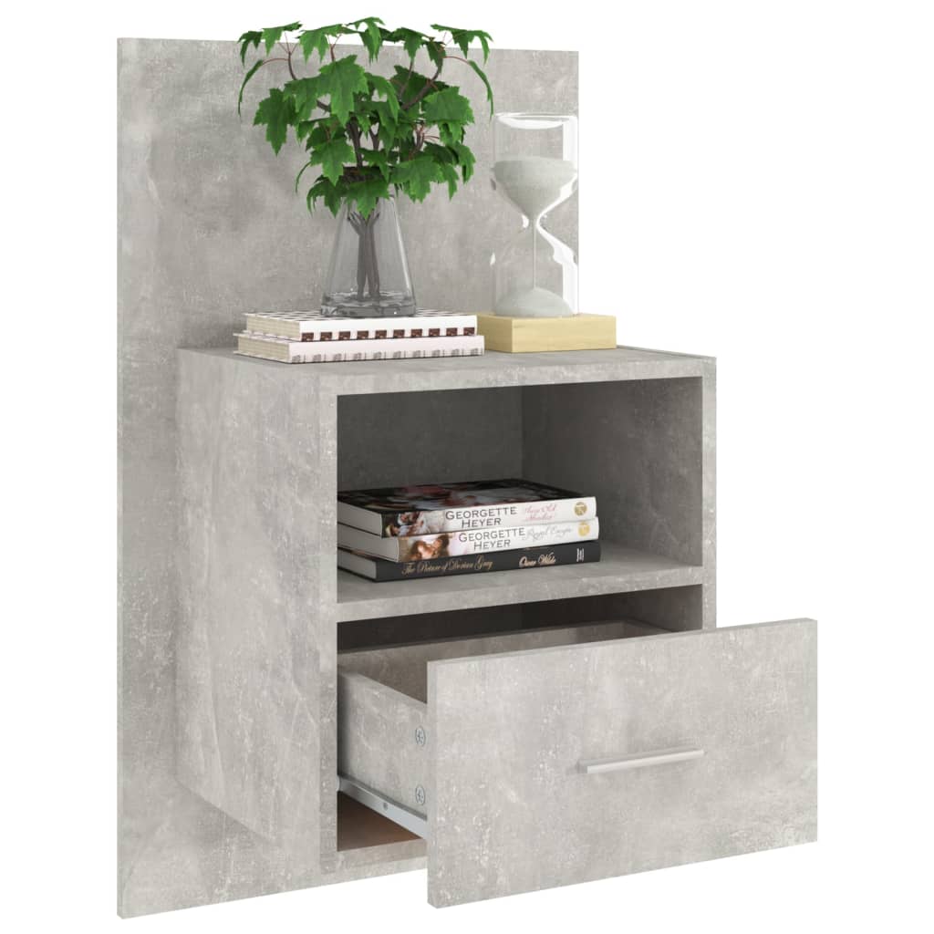 vidaXL Table de chevet murale gris béton