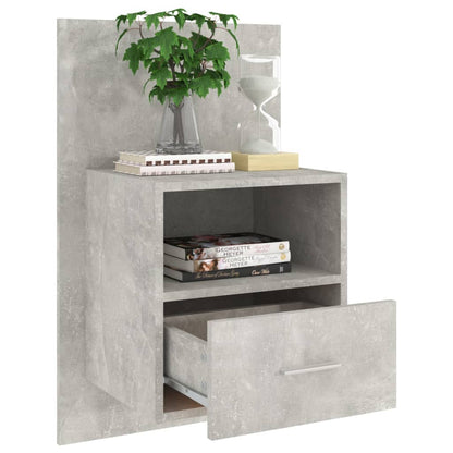 vidaXL Table de chevet murale gris béton