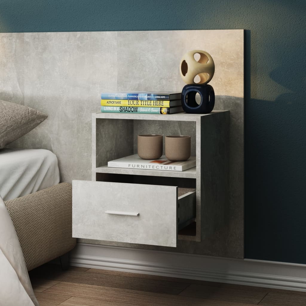vidaXL Tables de chevet murales 2 pcs Gris béton
