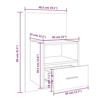 vidaXL Tables de chevet murales 2 pcs Blanc brillant