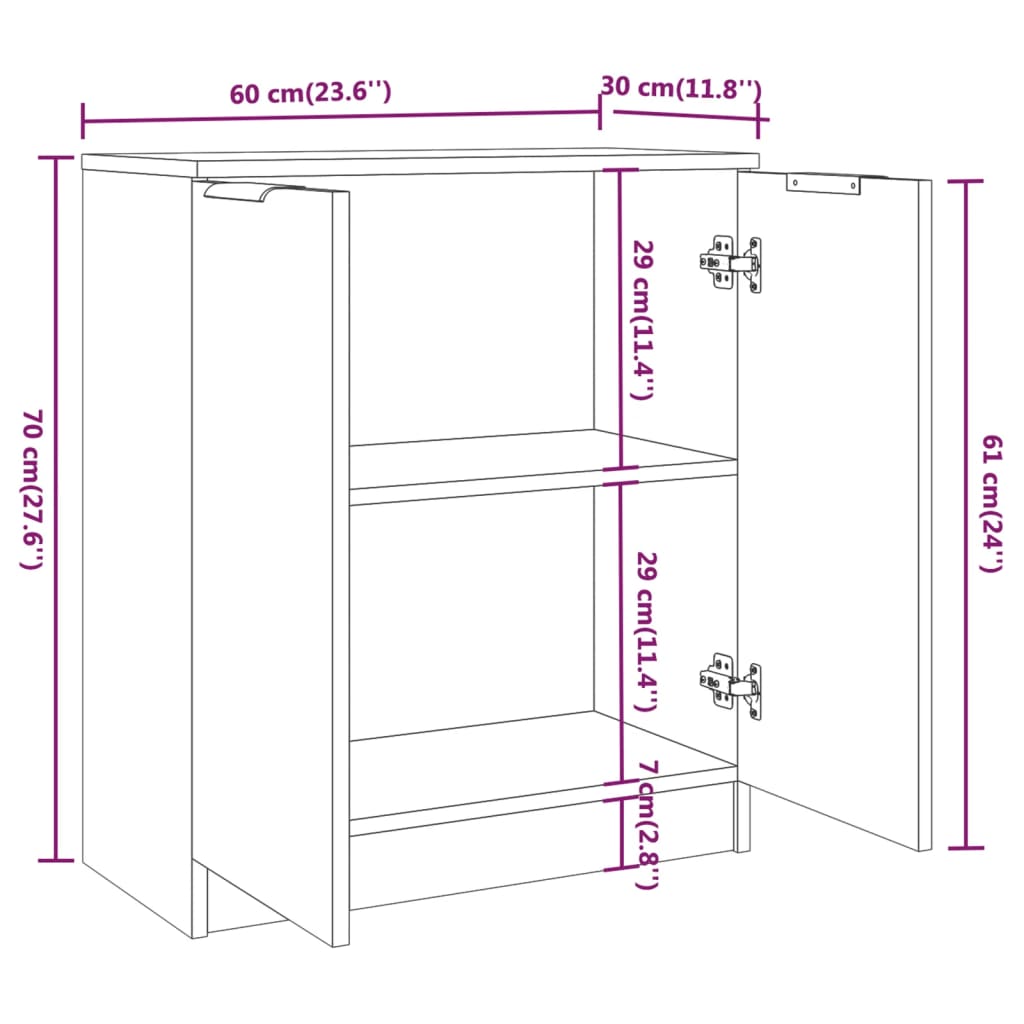 vidaXL Sideboard Sonoma-Eiche 60x30x70 cm Holzwerkstoff