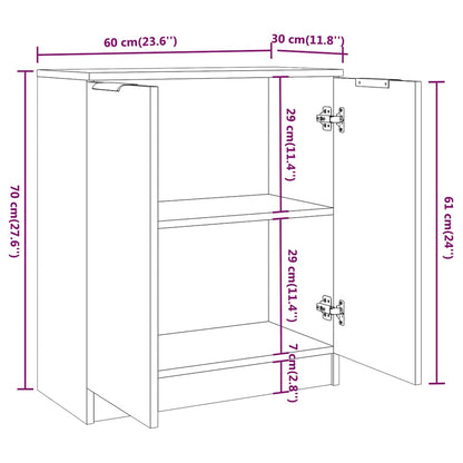 vidaXL Buffet bas Gris béton 60x30x70 cm Bois d'ingénierie