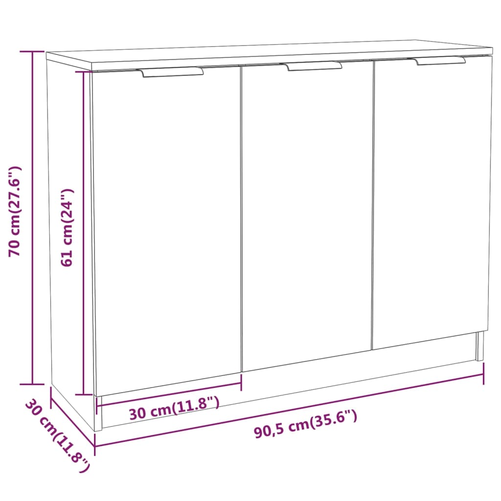 vidaXL Buffet gris béton 90,5x30x70 cm Bois d'ingénierie