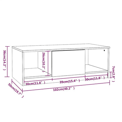 vidaXL Couchtisch Sonoma-Eiche 102x50x36 cm Holzwerkstoff