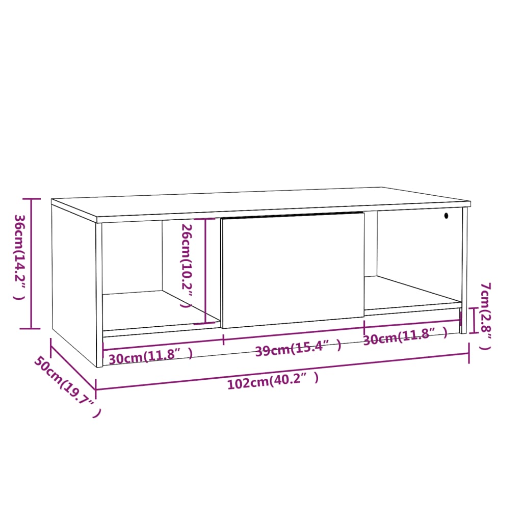 vidaXL Couchtisch Betongrau 102x50x36 cm Holzwerkstoff
