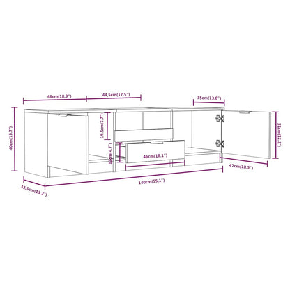 Meuble TV vidaXL chêne Sonoma 140 x 35 x 40 cm en bois d'ingénierie