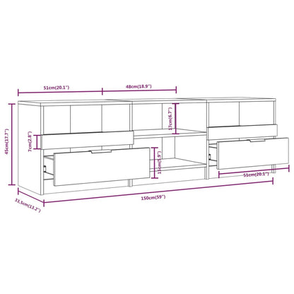 vidaXL Meuble TV chêne Sonoma 150x33,5x45 cm Bois d'ingénierie
