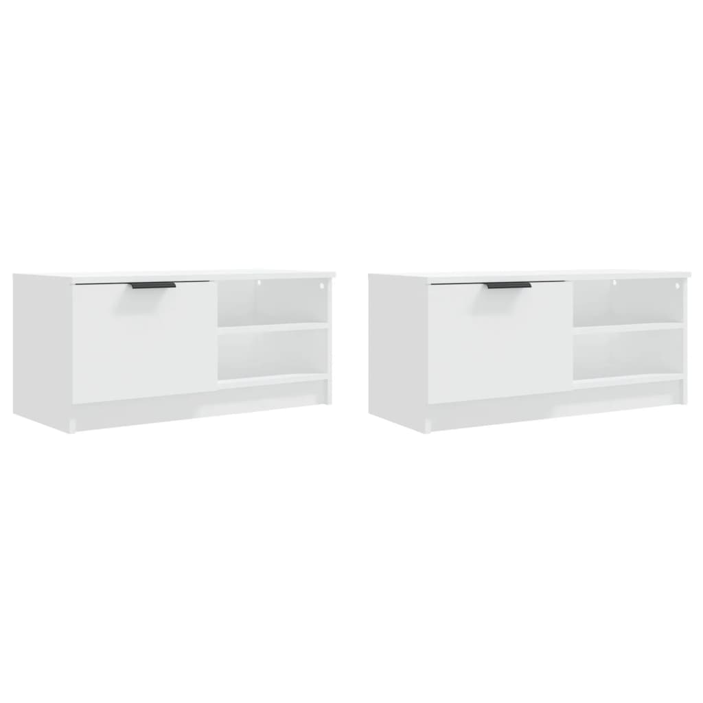 vidaXL Meubles TV 2 pcs Blanc 80x35x36,5 cm Bois d'ingénierie