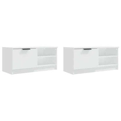 vidaXL Meubles TV 2 pcs Blanc 80x35x36,5 cm Bois d'ingénierie