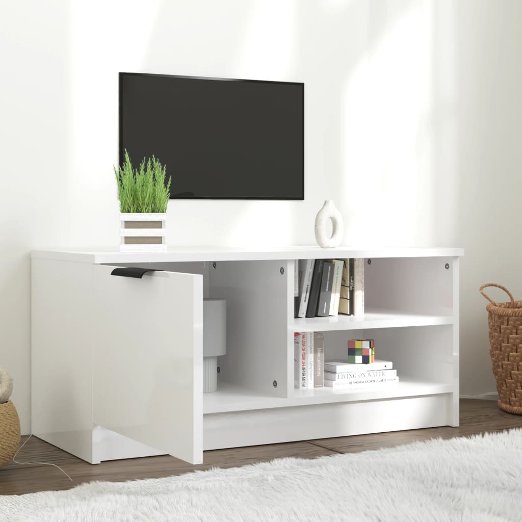 Meuble TV vidaXL blanc brillant 80x35x36,5 cm en bois d'ingénierie
