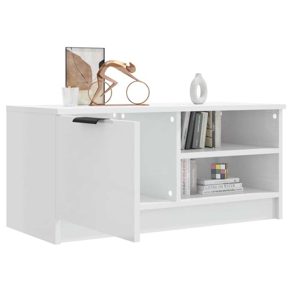 Meuble TV vidaXL blanc brillant 80x35x36,5 cm en bois d'ingénierie
