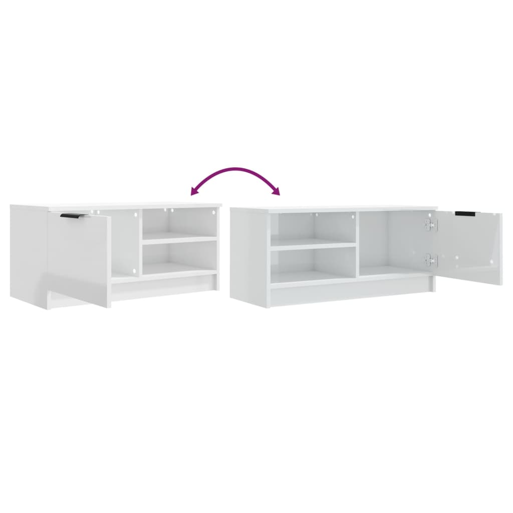 Meuble TV vidaXL blanc brillant 80x35x36,5 cm en bois d'ingénierie