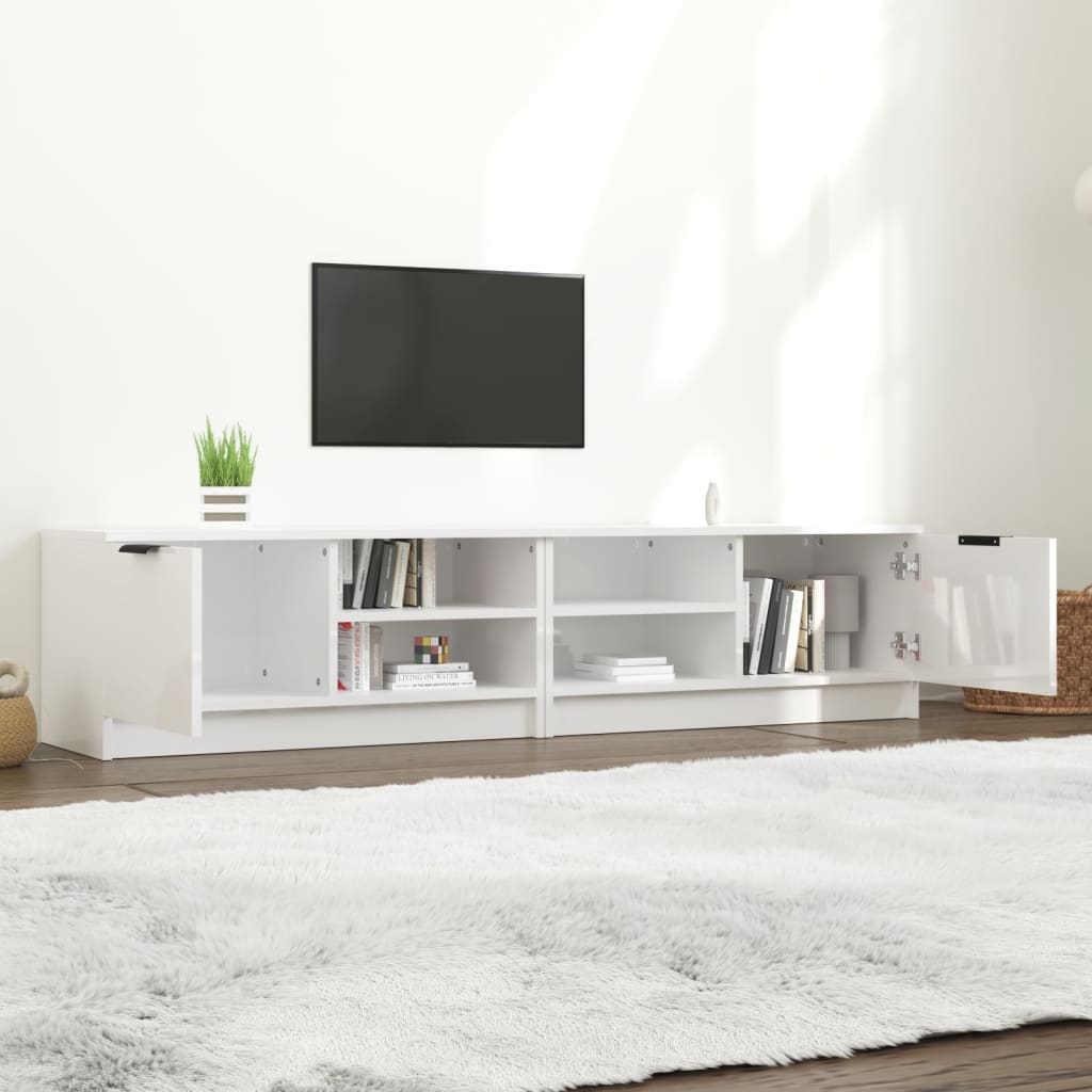 vidaXL Meubles TV 2 pcs Blanc brillant 80x35x36,5 cm Aggloméré