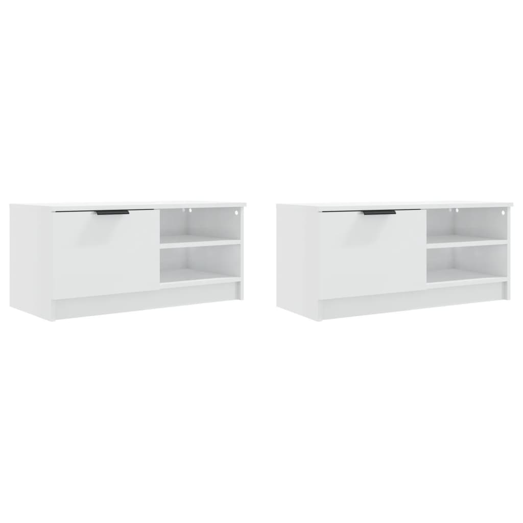 vidaXL Meubles TV 2 pcs Blanc brillant 80x35x36,5 cm Aggloméré