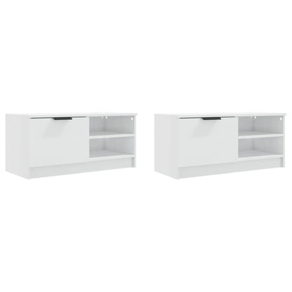 vidaXL Meubles TV 2 pcs Blanc brillant 80x35x36,5 cm Aggloméré