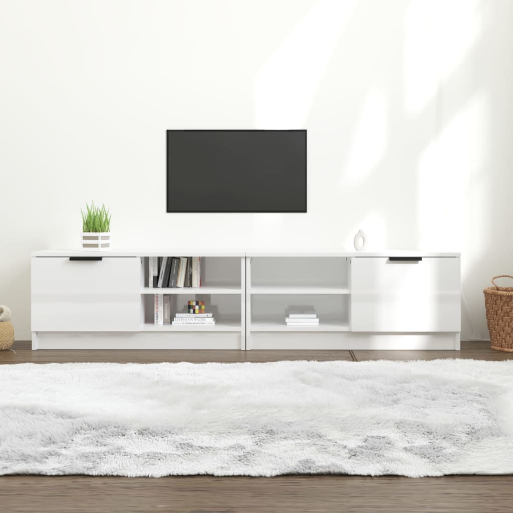 vidaXL Meubles TV 2 pcs Blanc brillant 80x35x36,5 cm Aggloméré