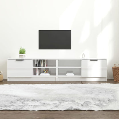 vidaXL Meubles TV 2 pcs Blanc brillant 80x35x36,5 cm Aggloméré
