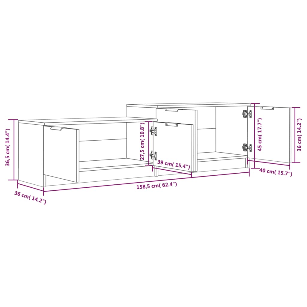 vidaXL TV-Schrank Weiß 158,5x36x45 cm Holzwerkstoff