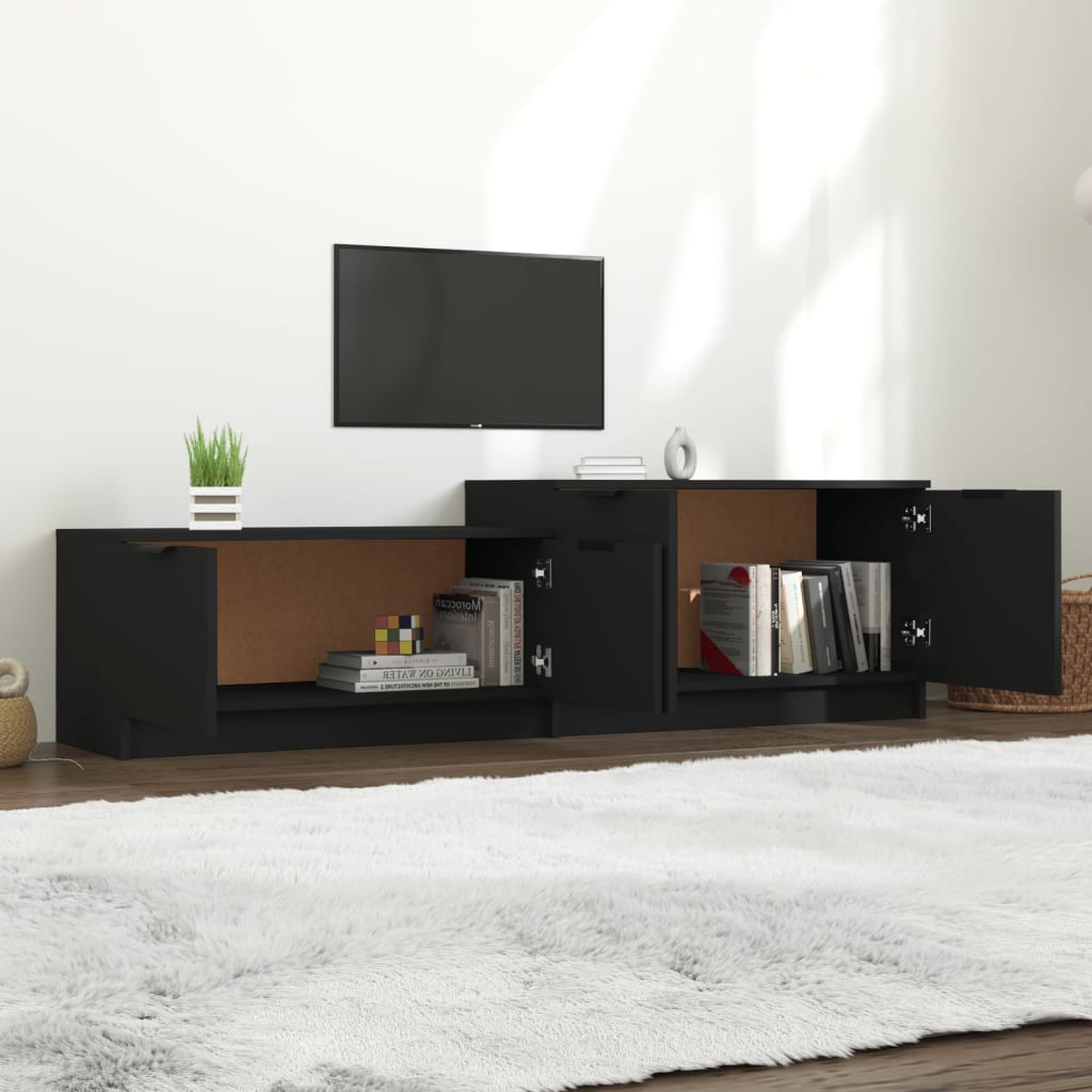 Meuble TV vidaXL noir 158,5x36x45 cm en bois d'ingénierie