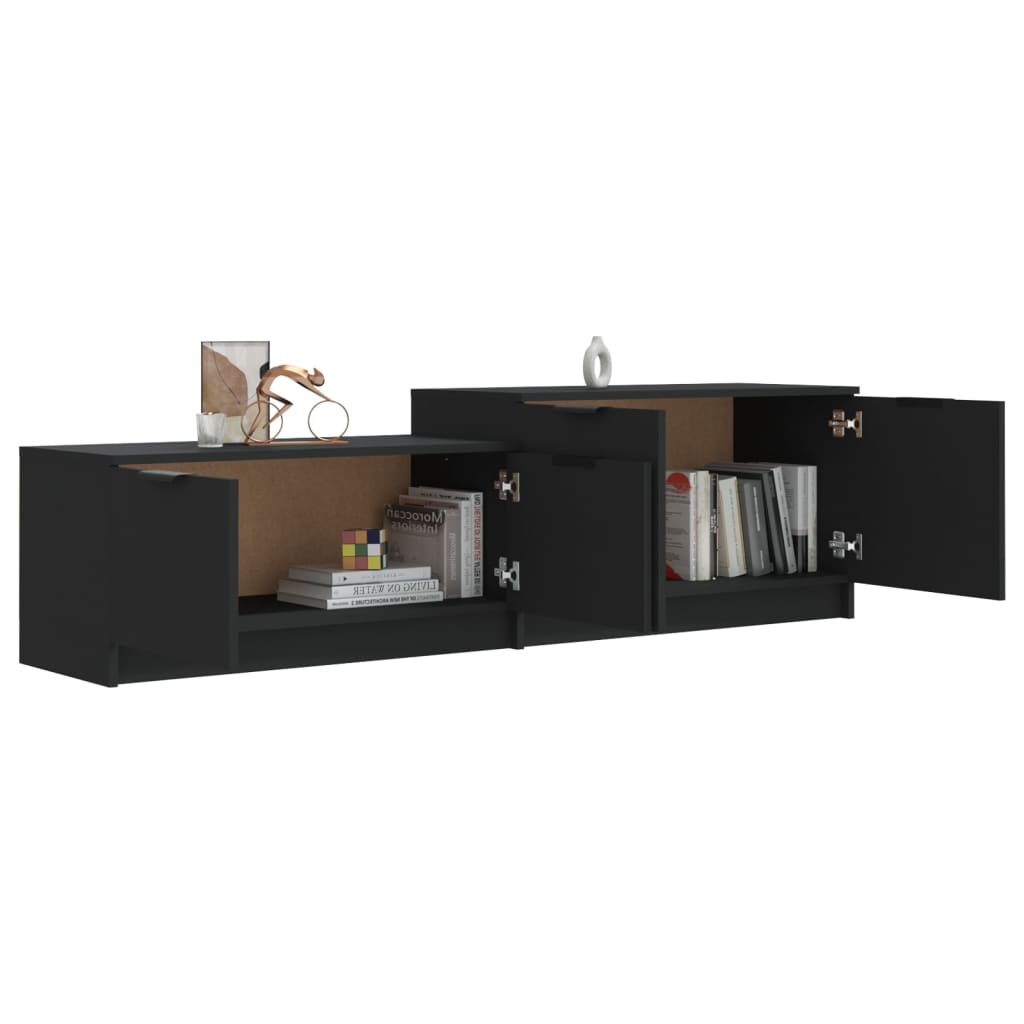 Meuble TV vidaXL noir 158,5x36x45 cm en bois d'ingénierie