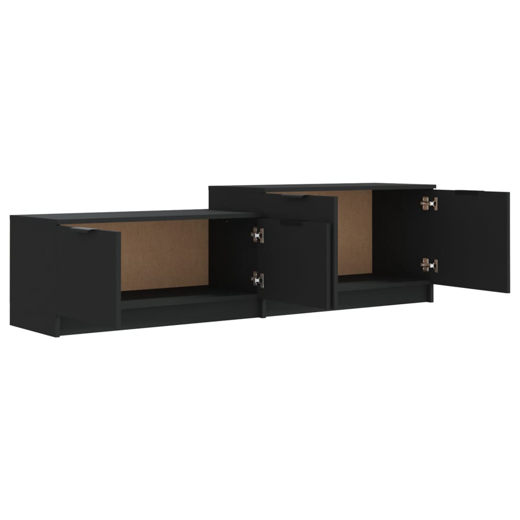 Meuble TV vidaXL noir 158,5x36x45 cm en bois d'ingénierie