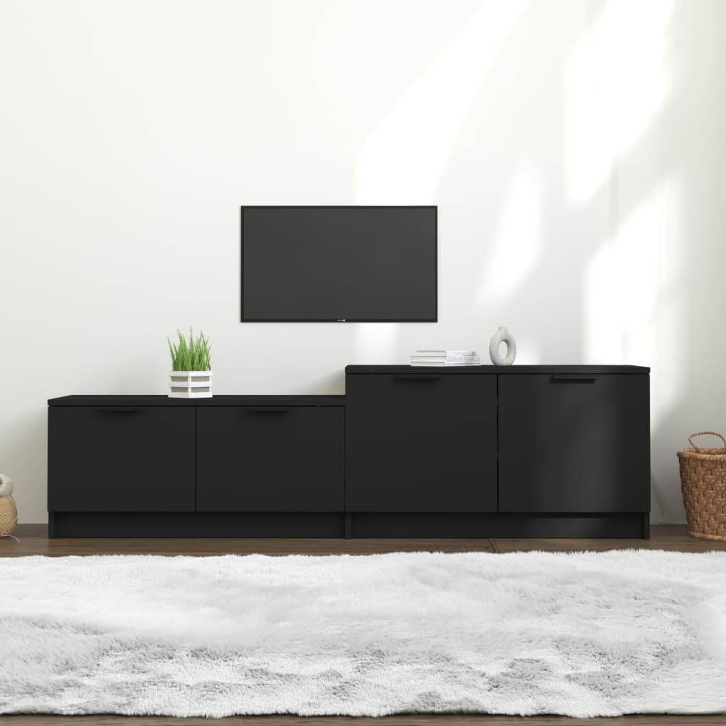 Meuble TV vidaXL noir 158,5x36x45 cm en bois d'ingénierie