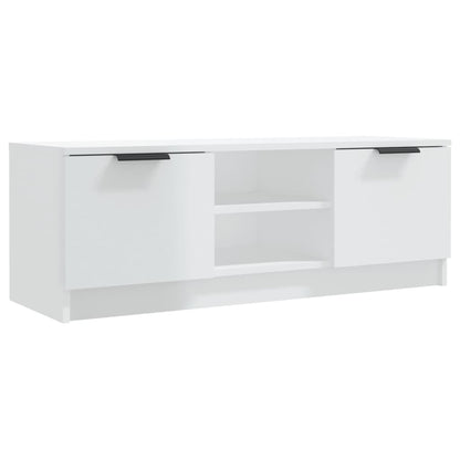 Meuble TV vidaXL blanc brillant 102x35x36,5 cm aggloméré