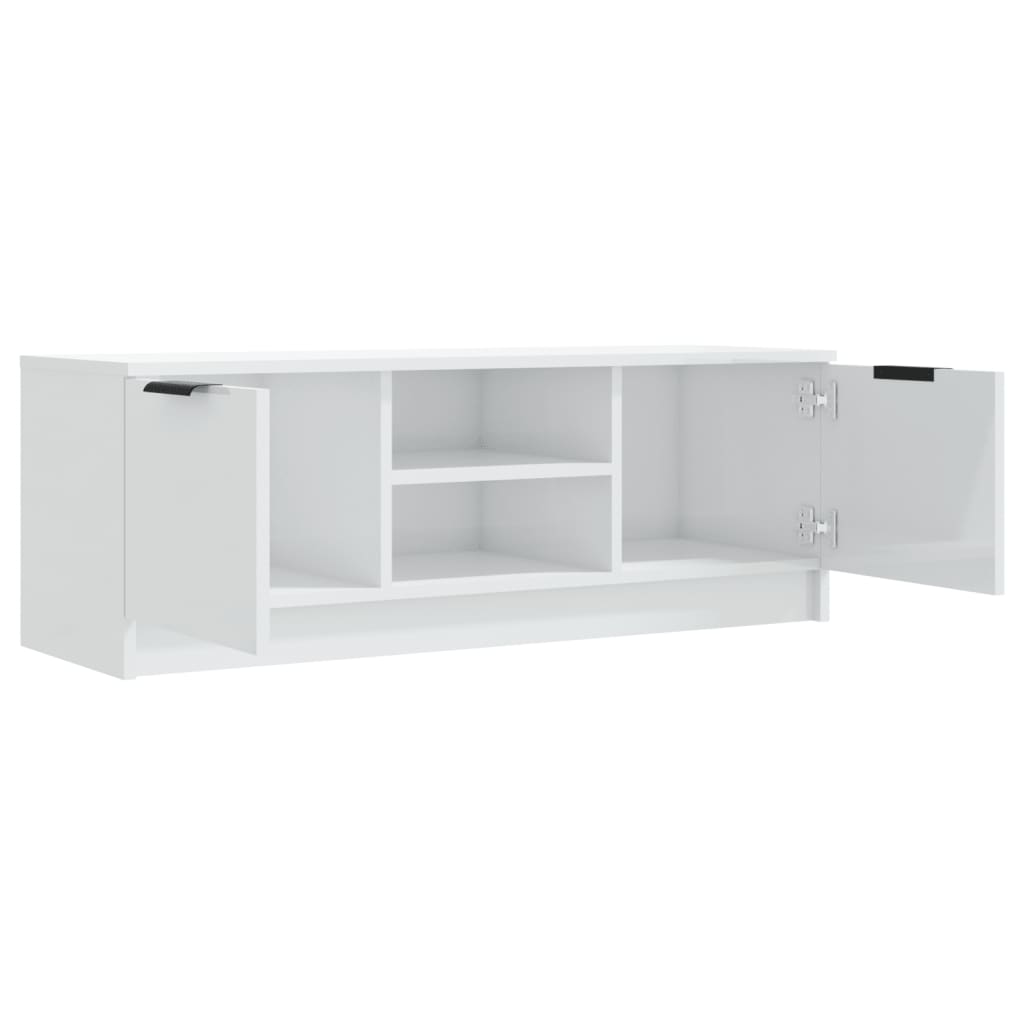 Meuble TV vidaXL blanc brillant 102x35x36,5 cm aggloméré