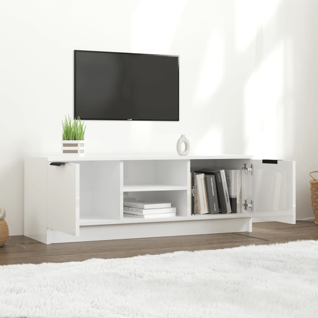 Meuble TV vidaXL blanc brillant 102x35x36,5 cm aggloméré