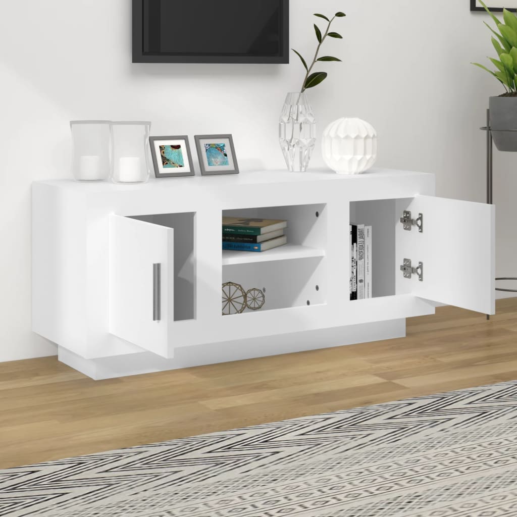 vidaXL Meuble TV blanc 102 x 35 x 45 cm Bois d'ingénierie