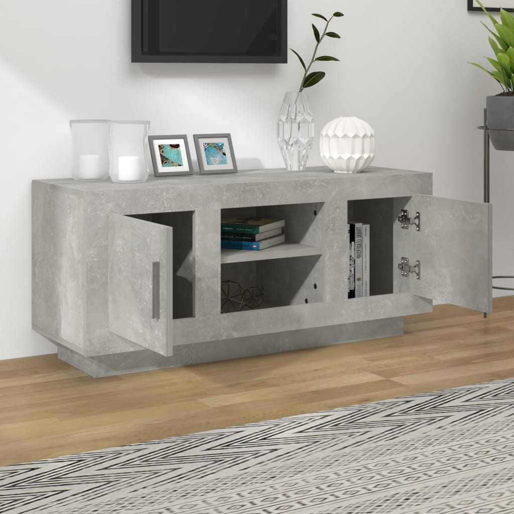 vidaXL TV-Schrank Betongrau 102x35x45 cm Holzwerkstoff