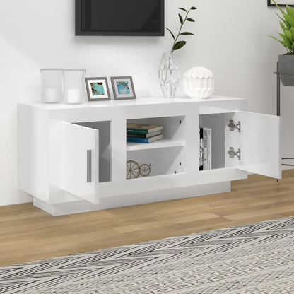 vidaXL TV-Schrank Hochglanz-Weiß 102x35x45 cm Holzwerkstoff