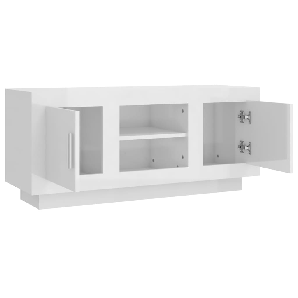 vidaXL TV-Schrank Hochglanz-Weiß 102x35x45 cm Holzwerkstoff