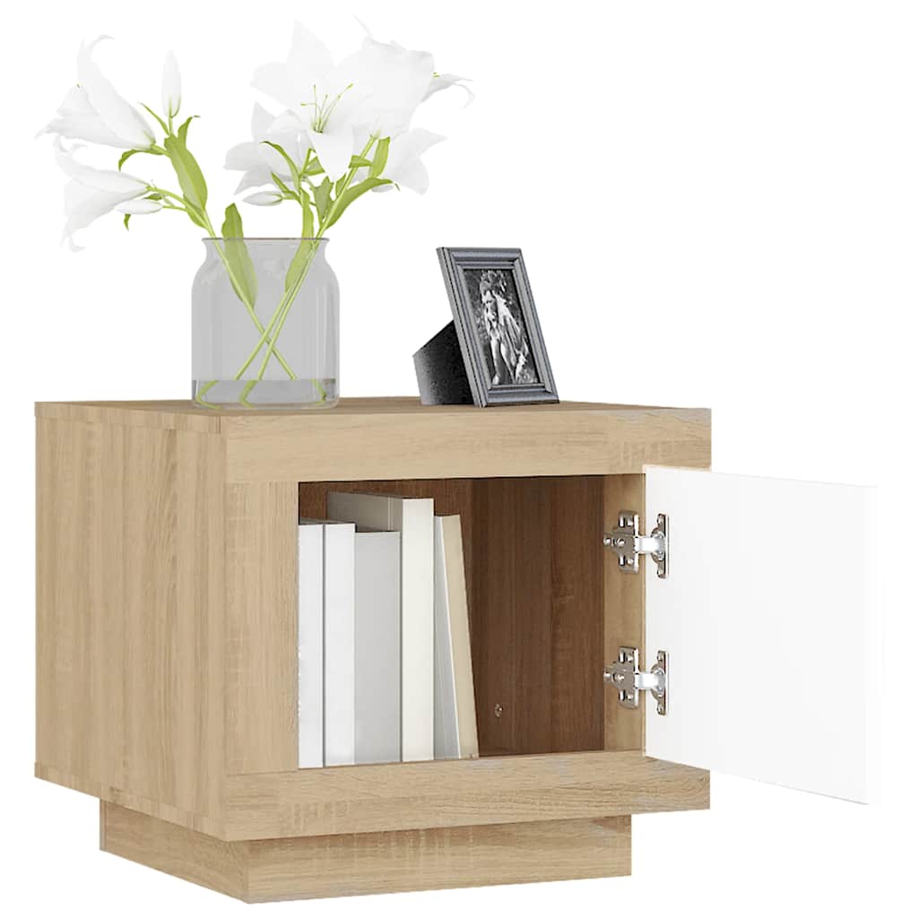 vidaXL Couchtisch Weiß und Sonoma-Eiche 51x50x45 cm Holzwerkstoff