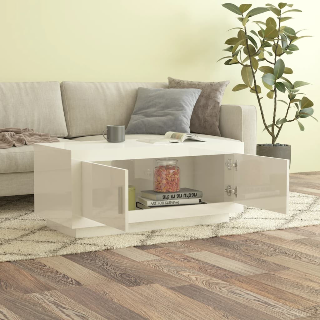 vidaXL Couchtisch Hochglanz-Weiß 102x50x45 cm Holzwerkstoff