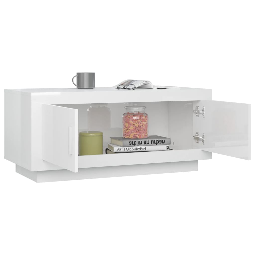 vidaXL Couchtisch Hochglanz-Weiß 102x50x45 cm Holzwerkstoff