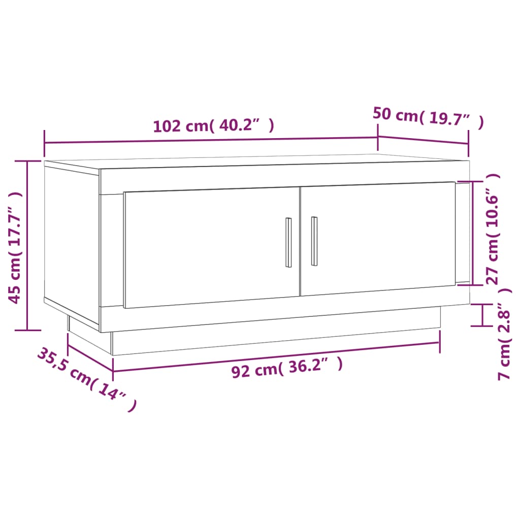 vidaXL Couchtisch Hochglanz-Weiß 102x50x45 cm Holzwerkstoff