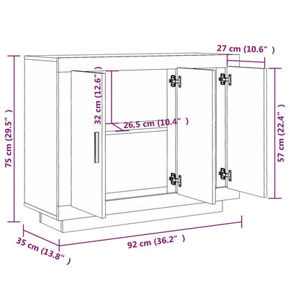 vidaXL Sideboard Schwarz 92x35x75 cm Holzwerkstoff