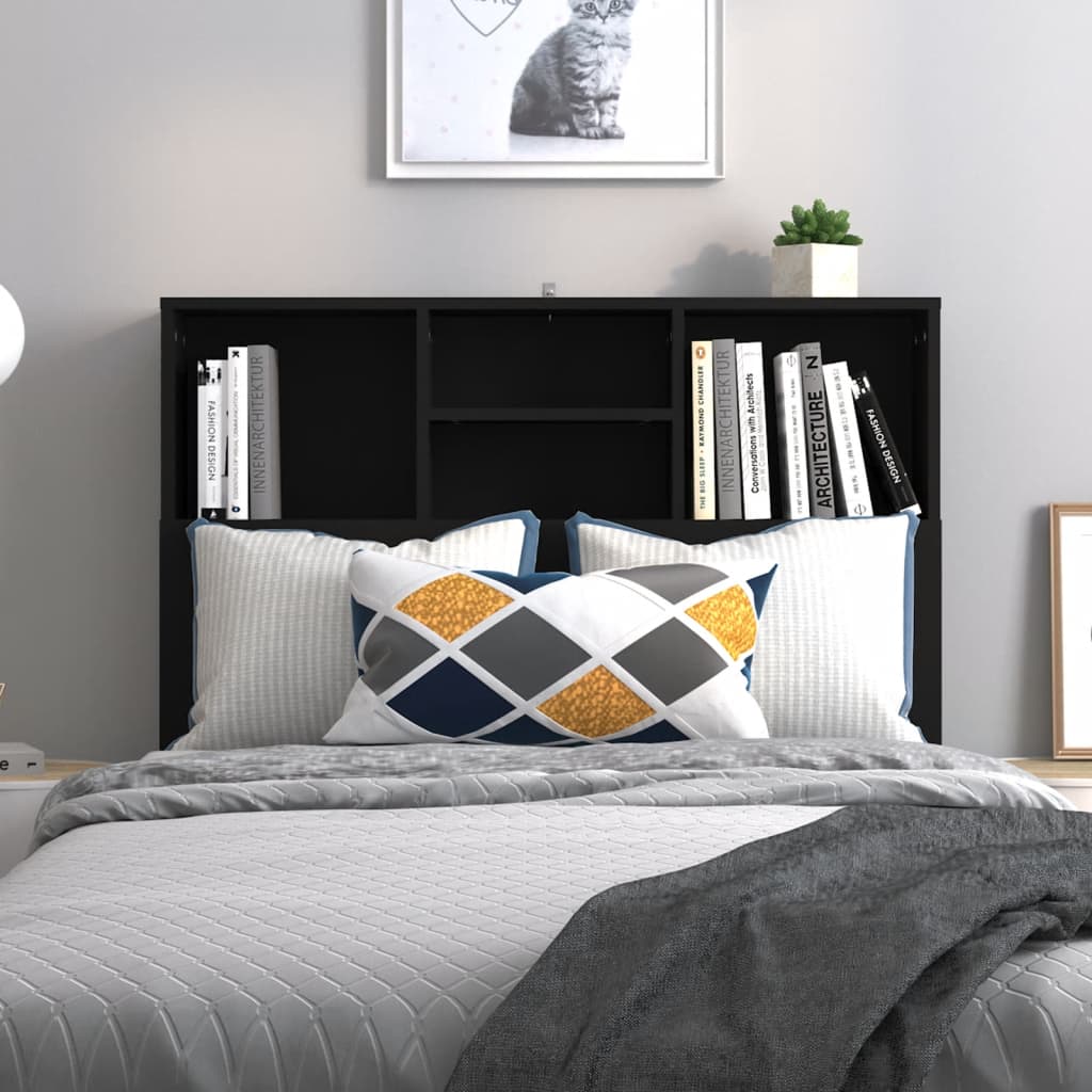 vidaXL Tête de lit avec étagères Noir 100x19x103,5 cm