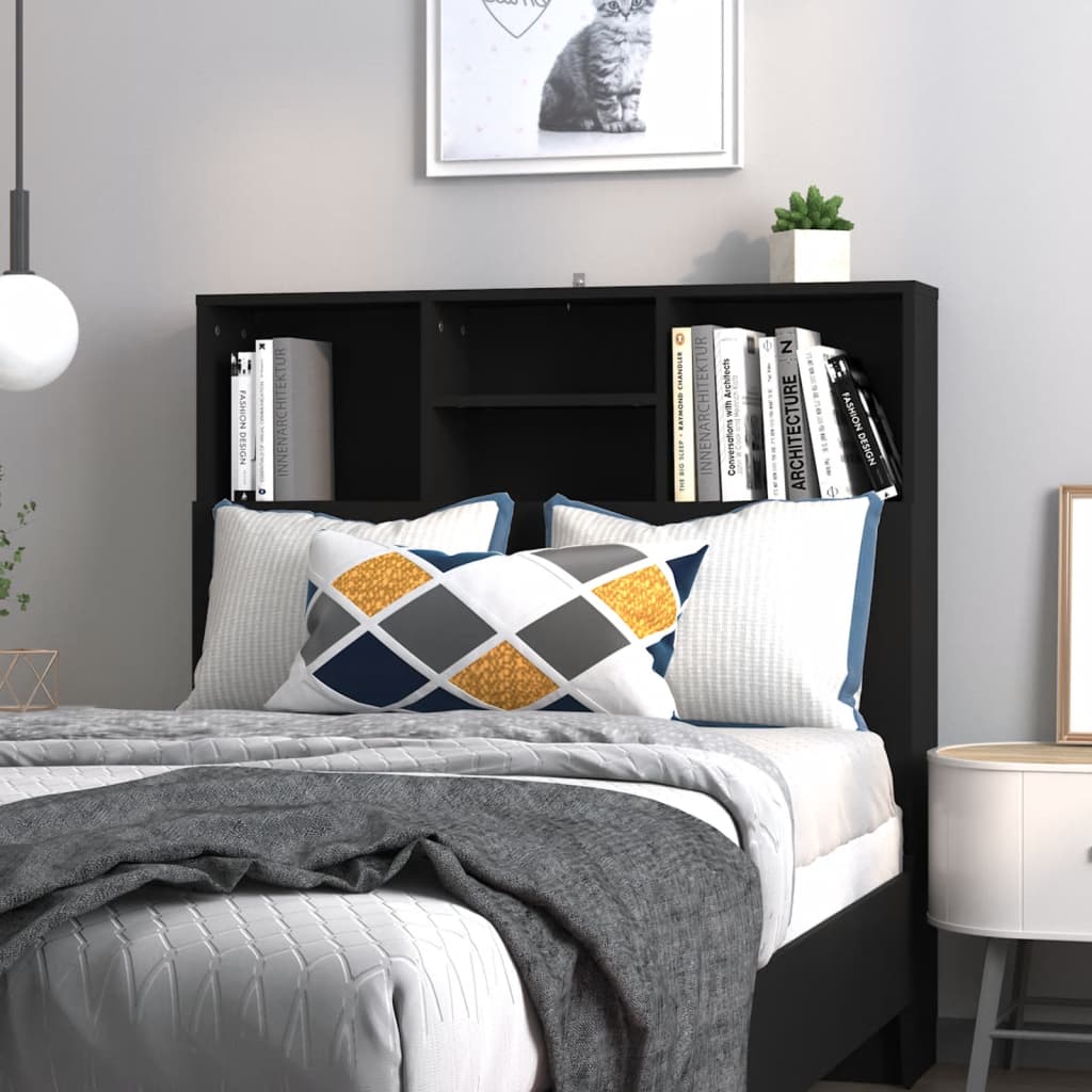 vidaXL Tête de lit avec étagères Noir 100x19x103,5 cm