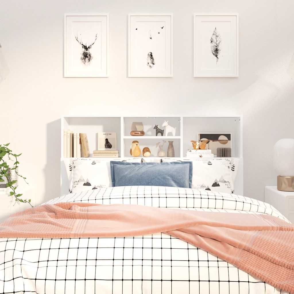 vidaXL Tête de lit avec étagères Blanc 120x19x103,5 cm
